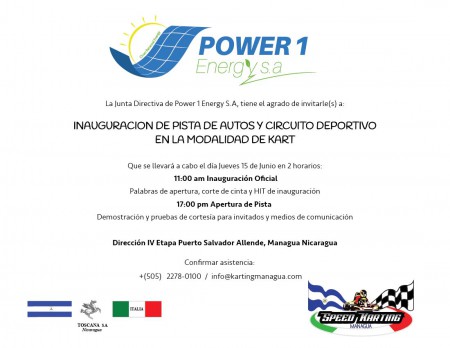 Managua Giovedi 15 Giugno 2017  inaugurazione della pista di go-kart realizzata da Power Energy